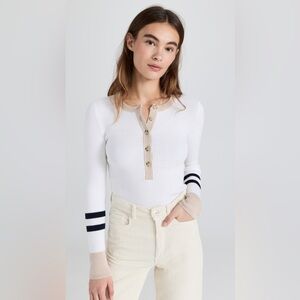 Faherty Mikki Henley Ribbed Long Sleeve Sweater Size Xlarge